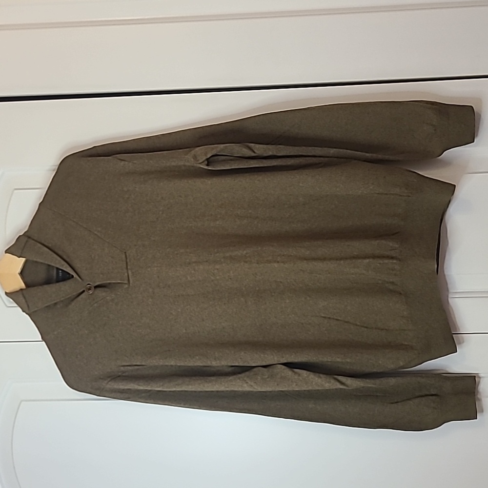 J.Crew Cotton Cashmere Shawl Collar Pullover Sweater Olive Brown Size L